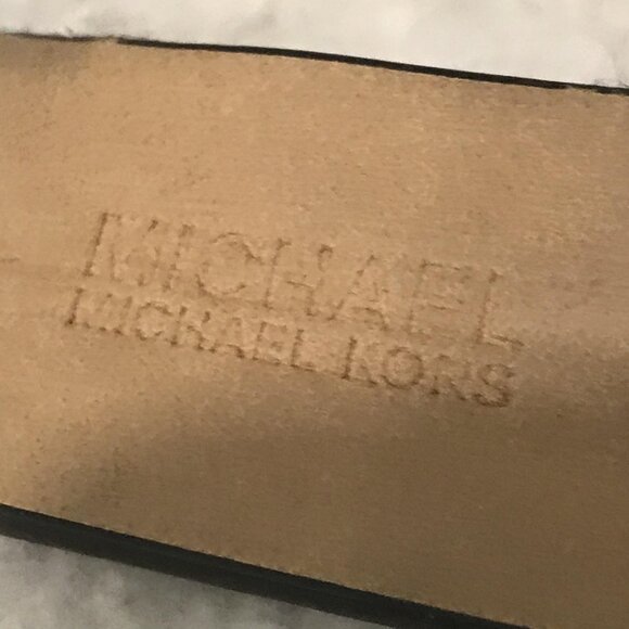 Michael Michael Kors Belt Womens Large Brown Signature Logo Monogram Gold Buckle - Picture 7 of 9